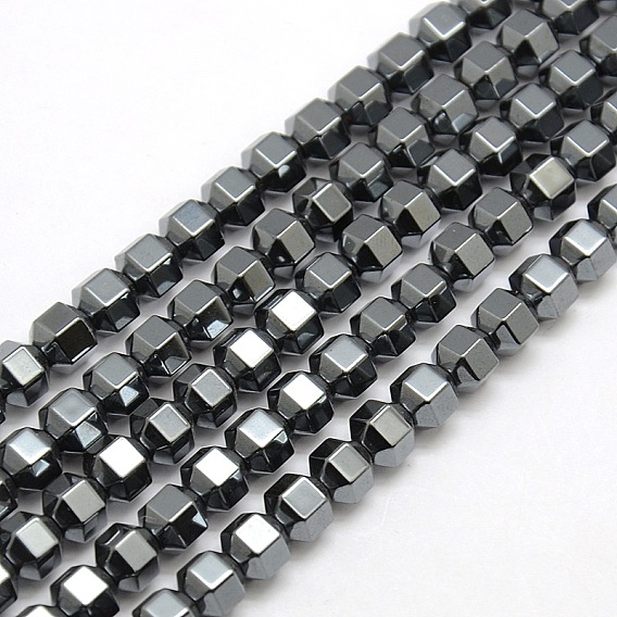 Magnetic Synthetic Hematite Faceted Polygon Beads Strandss