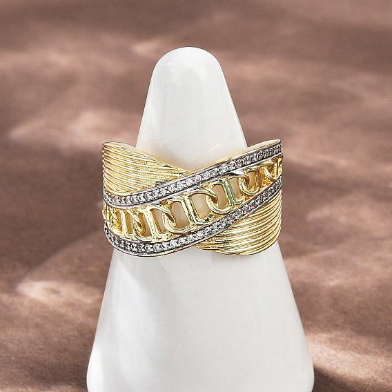 Латунные микро проложить манжеты кольца кубического циркония, крест крест кольца