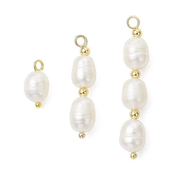 3 шт. 3 стили подвески из натурального жемчуга и риса, подвески из бисера с 304 фурнитурой из нержавеющей стали и латуни, белые