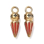 304 Stainless Steel Enamel Pendants, Cone with Cross Charms, Ion Plating(IP)