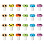 24Pcs 6 Colors Handmade Porcelain Ceramic Beads, Mushroom