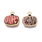 Printed Alloy Pendants, Rack Plating, Pumpkin Charms, Cadmium Free & Nickel Free & Lead Free, Golden