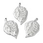 304 Stainless Steel Pendants, Leaf with Peanut Charm