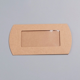 Caja de dulces de almohada de papel kraft, con ventana transparente, para favores de la boda baby shower suministros de fiesta de cumpleaños