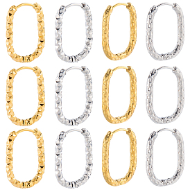 16 шт. 4 стили 304 серьги-кольца из нержавеющей стали, прямоугольные