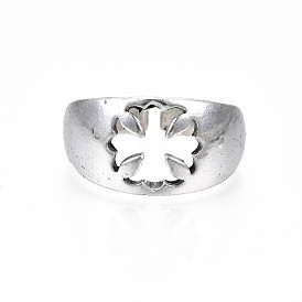 Alloy Flower Open Cuff Finger Ring, Chunky Ring for Men Women, Cadmium Free & Lead Free