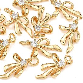 SHEGRACE Brass Clear Cubic Zirconia Pendants, Cadmium Free & Nickel Free & Lead Free, Bowkont Charms