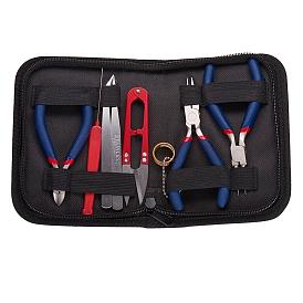 PandaHall Elite DIY Jewelry Tool Kits, with Pliers, Scissor, Beading Tweezers and Other Tools