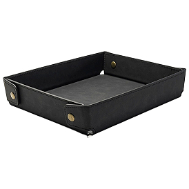 Лотки для хранения из искусственной кожи, органайзер для косметических украшений, с кнопками сплава досрочных, античная бронза, прямоугольник квадрат