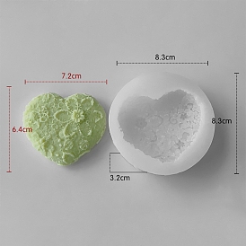 Heart with Flower DIY Silicone Candle Molds, Aromatherapy Candle Moulds, Scented Candle Making Molds