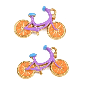 304 Stainless Steel Enamel Pendants, Bicycle Charms, Ion Plating(IP), Colorful
