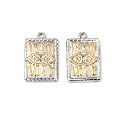 304 из нержавеющей стали горный хрусталь подвески, Прямоугольник с глаз, без свинца и без кадмия