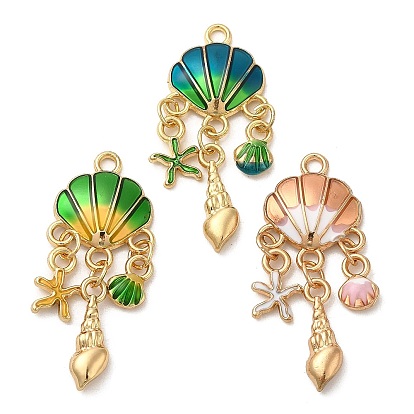 Подвески из эмали и сплава, золотой свет, ракушка с подвеской в виде морской звезды и раковины