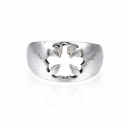 Alloy Flower Open Cuff Finger Ring, Chunky Ring for Men Women, Cadmium Free & Lead Free