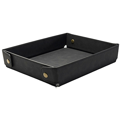 Лотки для хранения из искусственной кожи, органайзер для косметических украшений, с кнопками сплава досрочных, античная бронза, прямоугольник квадрат