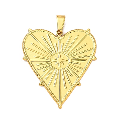 304 подвески из нержавеющей стали, Сердце в форме солнечных лучей с подвесками в виде звезд, ионное покрытие (ip), долговечный