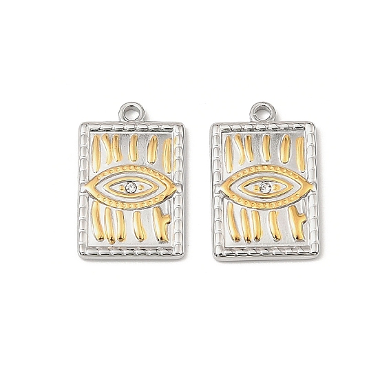 304 из нержавеющей стали горный хрусталь подвески, Прямоугольник с глаз, без свинца и без кадмия