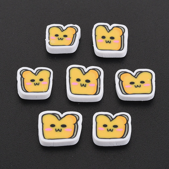 Handmade Polymer Clay Cabochons, Polymer Clay Slices for Resin Crafts & DIY Projects, Imitation Food, Toast