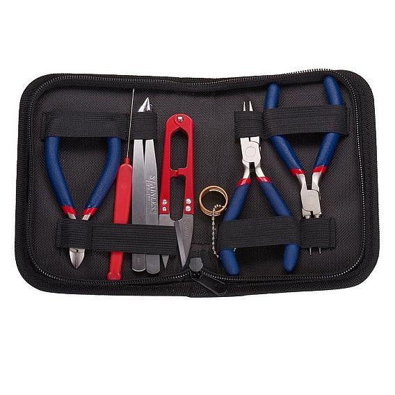 DIY Jewelry Tool Kits, with Pliers, Scissor, Beading Tweezers and Other Tools