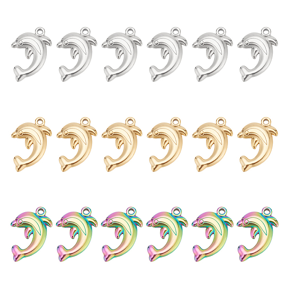 18шт. 3 цвета 304 подвеска из нержавеющей стали, прелести дельфинов