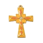 304 Stainless Steel with Orange Enamel Pendants, with Crystal Rhinestone, Cross Charms
