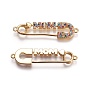 Mother's Day Theme, Brass Micro Pave Cubic Zirconia Links, Safety Pin Shape with Word MOM