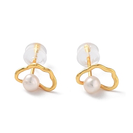 Natural Pearl Stud Earrings for Women, with Sterling Silver Pins, Cloud