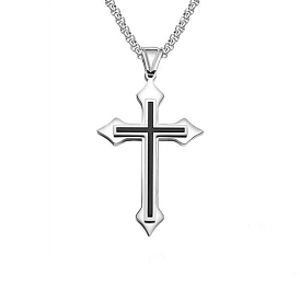Кулон-крест из эмали с цепочками-коробками, ювелирные изделия из титановой стали для мужчин и женщин