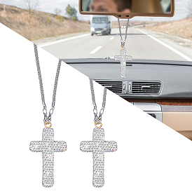 2шт. подвески в виде креста со стразами, с металлической цепочкой