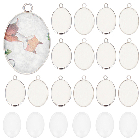 Набор для изготовления пустой овальной купольной подвески своими руками, в том числе 304 настройки подвески из нержавеющей стали, Кабошоны из стекла