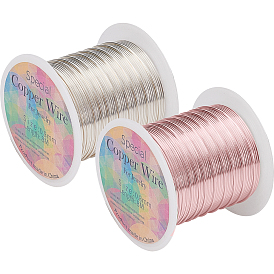 Fingerinspire 2 Rolls 2 Colors Copper Craft Wire Copper Beading Wire, Long-Lasting Plated
