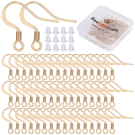 160шт 304 французские серьги из нержавеющей стали, плоская ушная проволока, 160 гайки ушные пластиковые