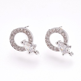 Латунные серьги-гвоздики из циркония, с петлей, без свинца и без кадмия, кольцо со слезами