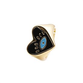 18k Gold Plated Devil Eye Lip Heart Oil Drop Ring for Trendy Fashionistas