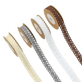 4 Rolls Self-adhesive Cotton Ribbons, for Holiday Decorations
