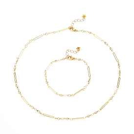 Clear Cubic Zirconia Jewelry Set for Girl Women, Brass Link Chain Necklace and Bracelet with Tiny Star