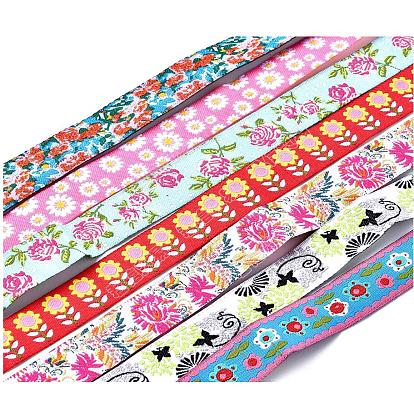 Embroidered Polyester Jacquard Ribbon, Mixed Patterns, for DIY Child Clothing, Shoes, Hats Accessories and Birthday Gift Wrapping