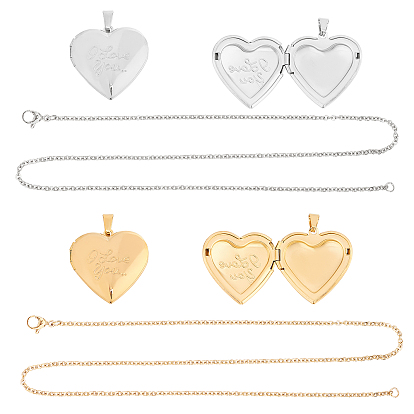 DIY Valentine's Day Themed Pendant Necklaces Making Kits, Including 304 Stainless Steel Locket Pendants & Necklace Making