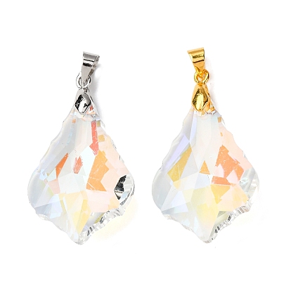 Подвески гальванизируйте стекла, слеза, с латунной фурнитурой , граненые