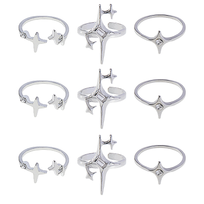 3 наборы колец-манжет из сплава, звезда, со стразами