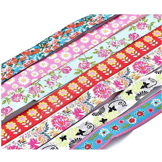 Embroidered Polyester Jacquard Ribbon, Mixed Patterns, for DIY Child Clothing, Shoes, Hats Accessories and Birthday Gift Wrapping