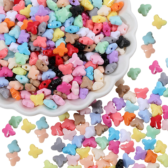 500 непрозрачные акриловые бусины, бабочка, граненые