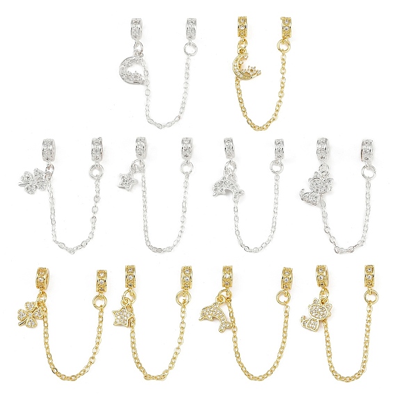 Латунные паве прозрачные кубические цирконии европейские защитные цепи с подвесками, долговечный, стойки покрытие