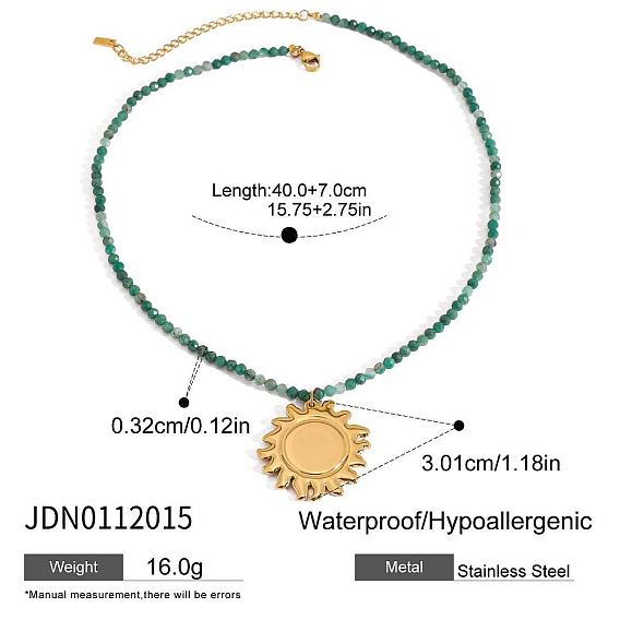 304 подвеска из нержавеющей стали в виде морской звезды, ожерелье из натуральных драгоценных камней с круглыми гранеными бусинами, золотые