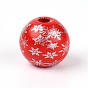 Природных шарики древесины, круглый со снежинкой, Новогодняя тема