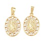 Латунные микро проложить кубического циркония подвески, овал с подвесками Девы Марии, долговечный, стойки покрытие, без свинца и без кадмия
