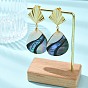 Brass Dangle Earrings, Teardrop, with Natural Paua Shell Pendants