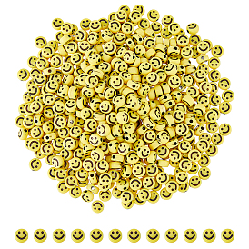 800 шт. непрозрачные акриловые бусины для рукоделия, плоские круглые с улыбающееся лицо