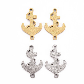 201 Stainless Steel Link Connectors, Textured, Laser Cut, Anchor