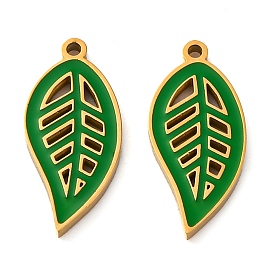 304 нержавеющей стальной эмали подвески, очарование листа, золотые, ионное покрытие (ip)